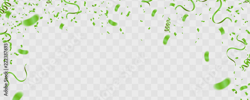 Abstract background party celebration green confetti.