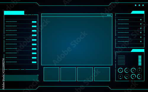 Blue abstract Technology Interface hud on black background vector design.