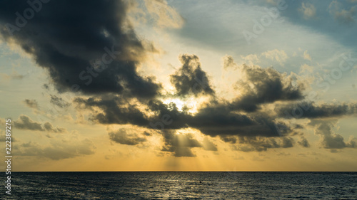 Very nice and colorful sunset over the Ocean, Maldives.