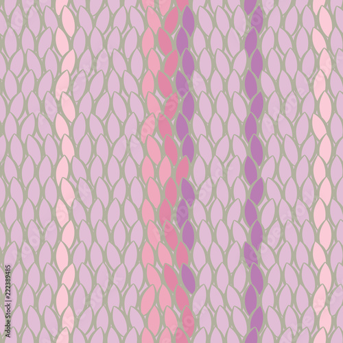 Seamless floral pattern with small pink and purple leaves in pastel colors. Directional print. Stripes