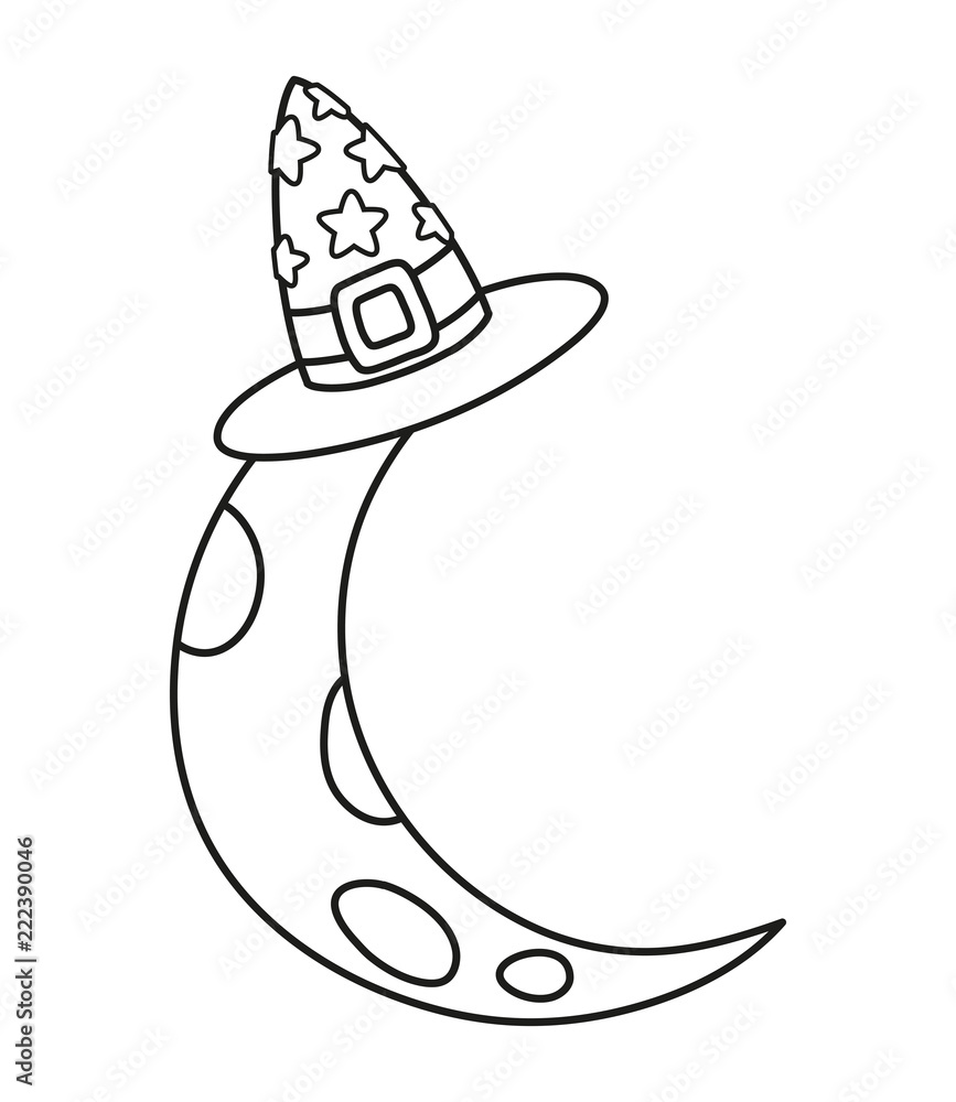 witch hat with moon