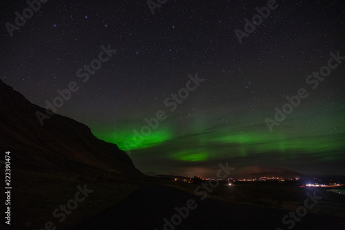 Aurora and stars in Iceland summer