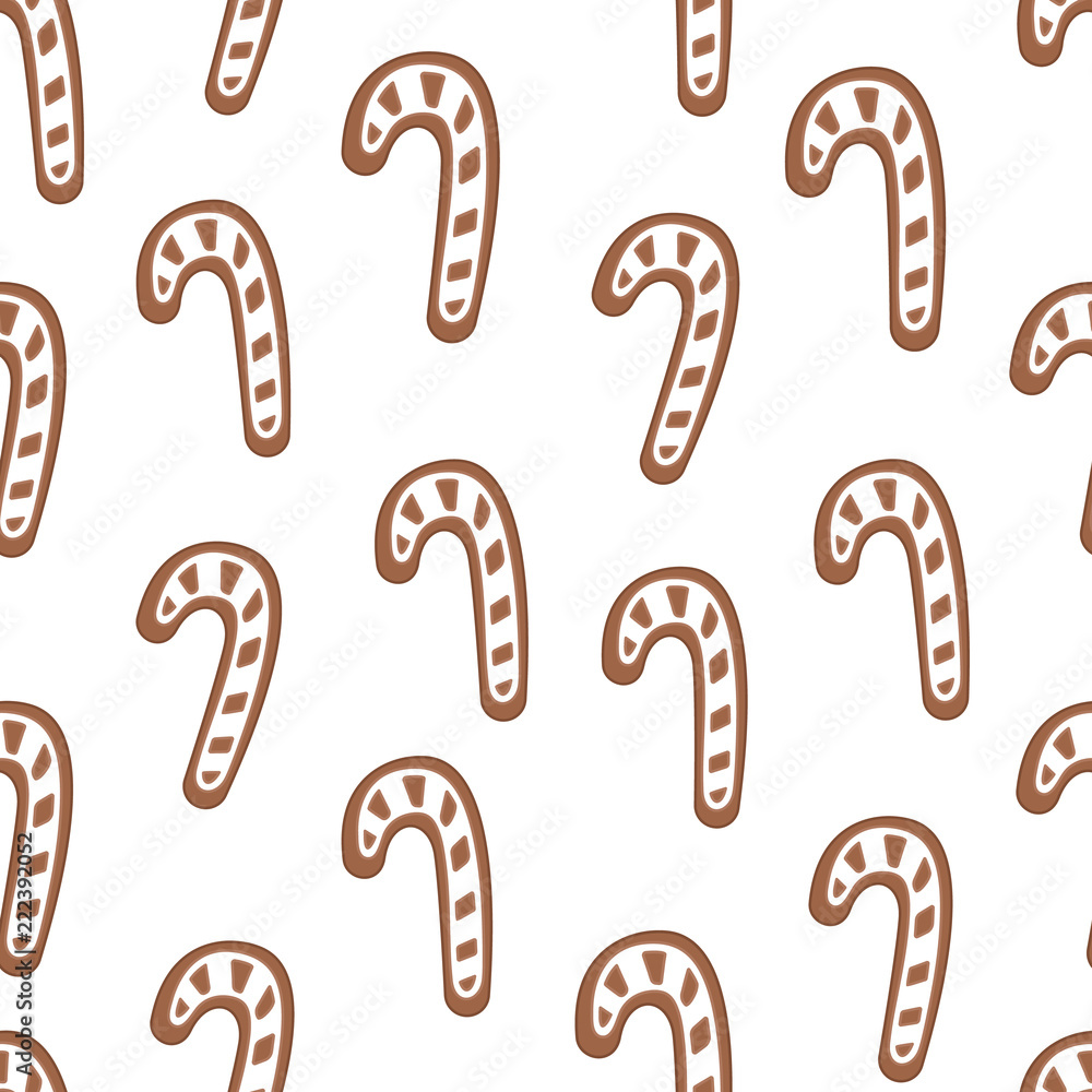 Gingerbread. Vector seamless pattern with Christmas cookies