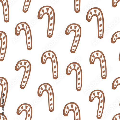 Gingerbread. Vector seamless pattern with Christmas cookies