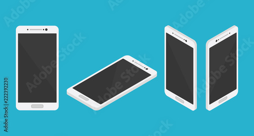 isometric smartphone set collection from left right front and top