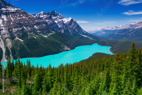 Beautiful lake surrounded by mountains (Peyto Lake, Banff National Park, Alberta, Canada)