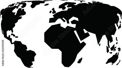 Simple world map with fish-eye lens style