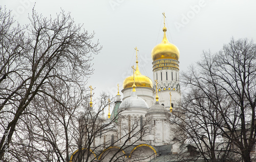 The Cathedral of the Dormition is the largest church in the Moscow Kremlin, Russia