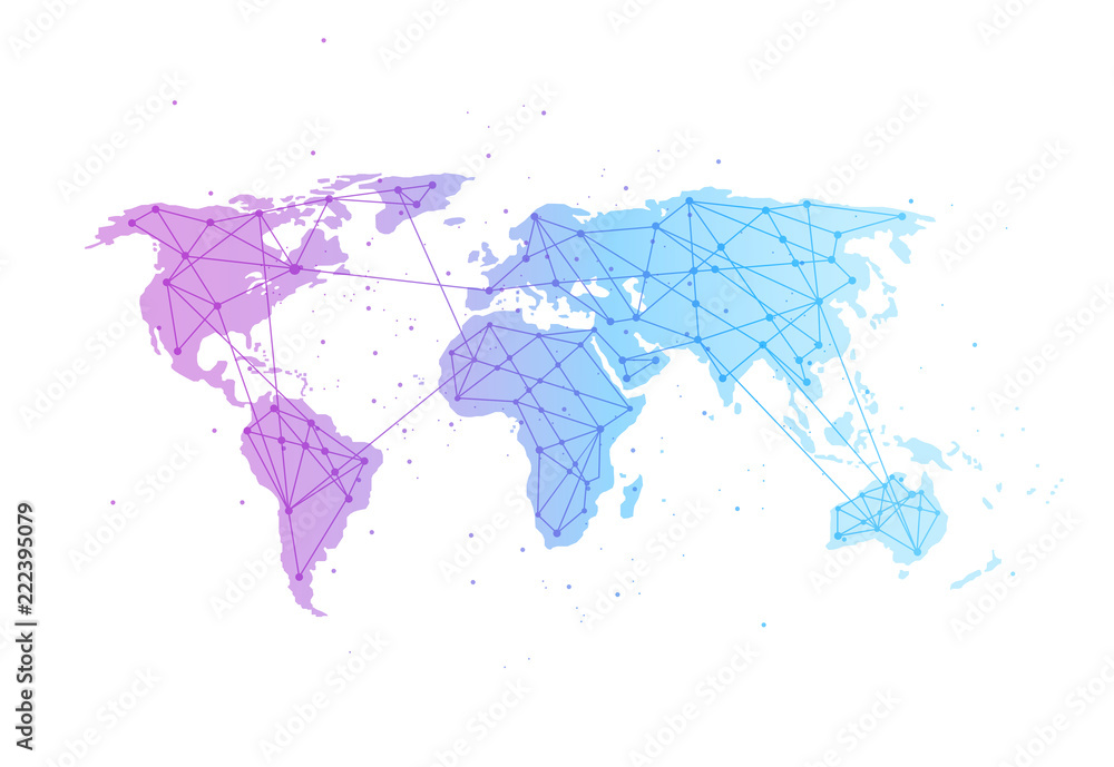 Obraz premium Global network connection. World map point and line composition concept of global business. Vector Illustration