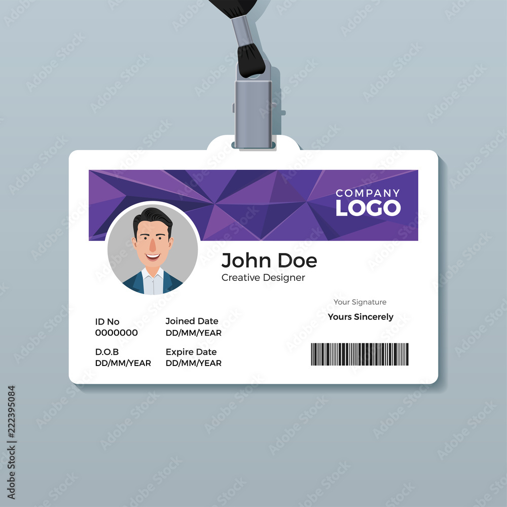 Obraz premium Purple Polygon ID Card Template