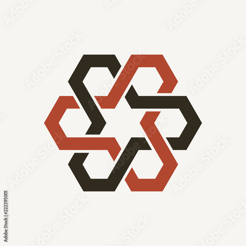 hexagonal intertwined ribbons