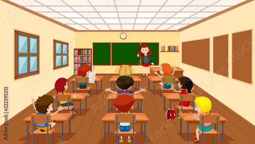 Children in classroom scene