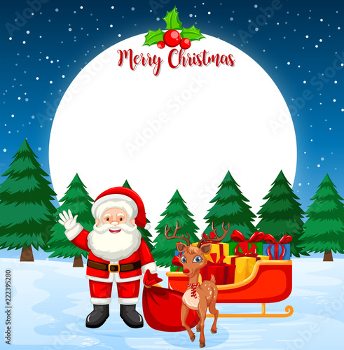 Merry christmas card with santa and reindeer © blueringmedia