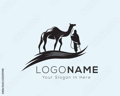 Nomad camel with man art logo Stock Vector | Adobe Stock