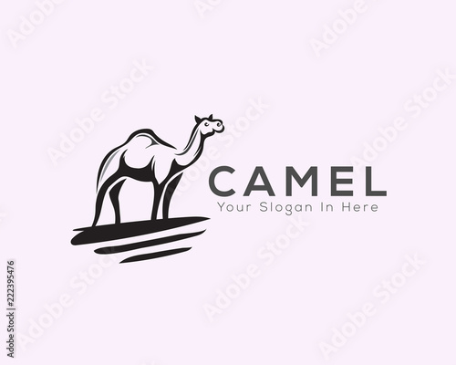 Stand camel brush art logo