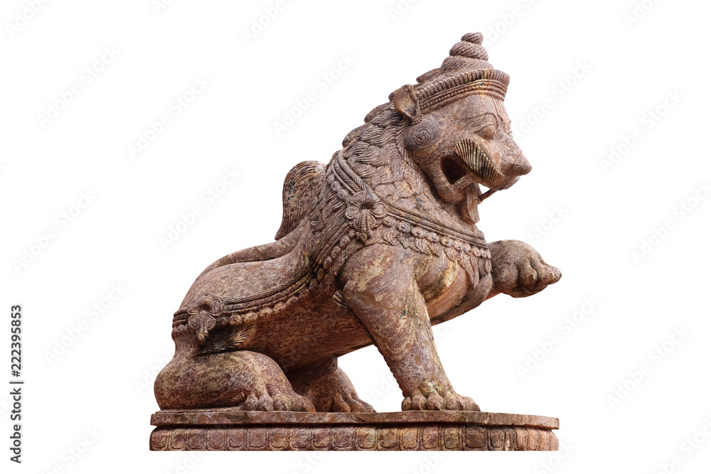 Lion stone statue isolated on white background Lion stone statue isolated on white background