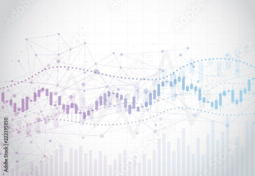 Business candle stick graph chart of stock market investment trading on dark background design. Bullish point, Trend of graph. Vector illustration