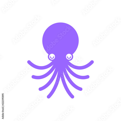 Octopus cartoon style isolated. Devilfish underwater animal. Poulpe vector illustration