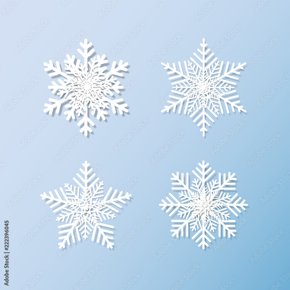 Fototapeta Snowflakes set. Background for winter and christmas theme. Vector illustration