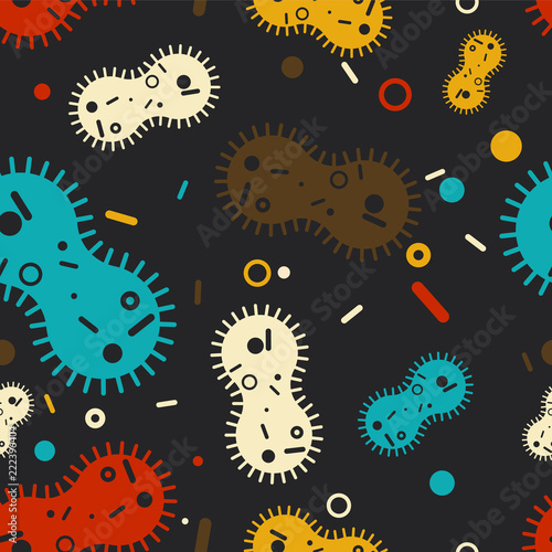 Virus bacterium pattern seamless. microbe background. Pathogenic infection Cell disease. vector ornament