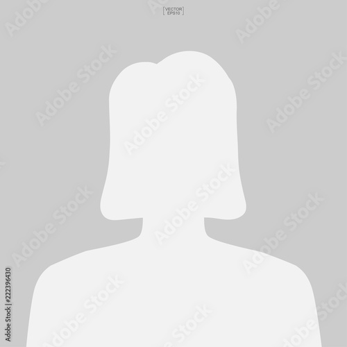 Woman icon for picture profile. Female icon. Human or people sign and symbol for template design. Vector.