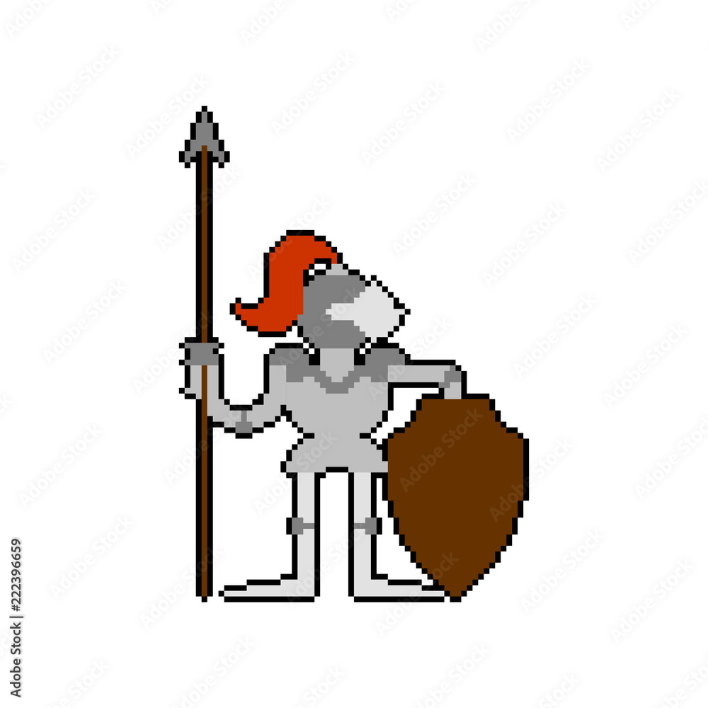 Knight Pixel art. Armor warrior 8 bit. Vector illustration Stock Vector ...