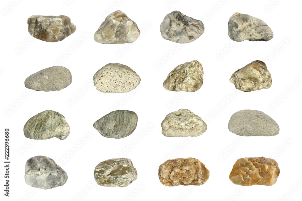 set of natural stone isolated on white background set of natural stone isolated on white background