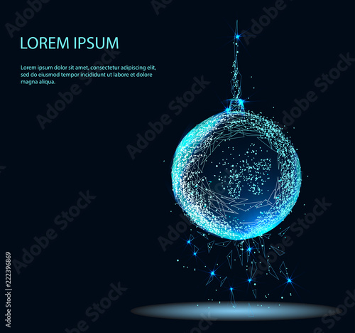 new year christmasball. Abstract image of a starry sky or space, consisting of points, lines, and shapes in the form of planets, stars and the universe. Low poly vector