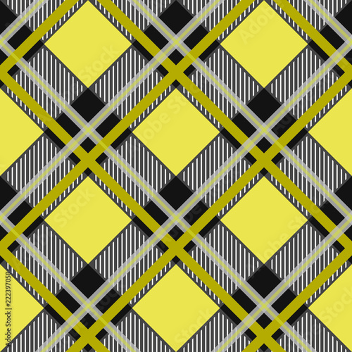 Scottish plaid, MacLeod tartan seamless pattern, three black stripes over the yellow field photo
