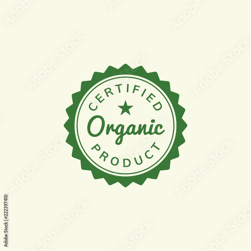 Certified organic product stamp emblem ilustration