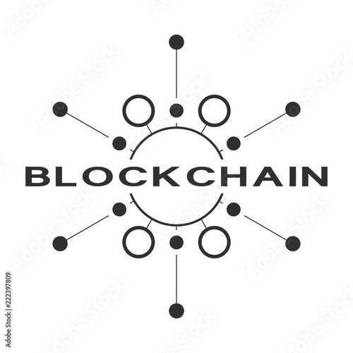 Concept logo template blockchain. Abstract geometric digital crypto currency sign.