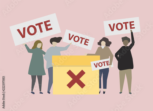 Politically engaged people with opinions illustration