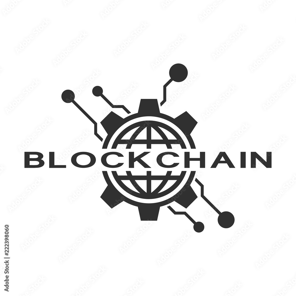 Concept logo template blockchain. Abstract geometric digital crypto currency sign.