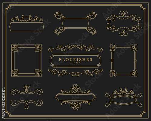 Collection of vintage ornament frame illustration