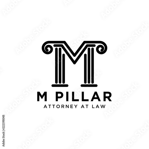Letter M pillar attorney at law logo design
