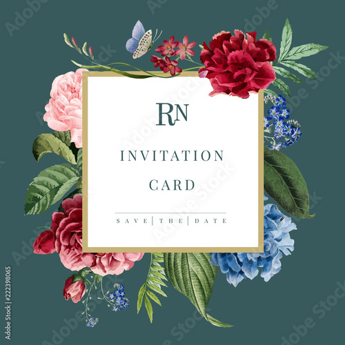 Wedding invitation floral card illustration