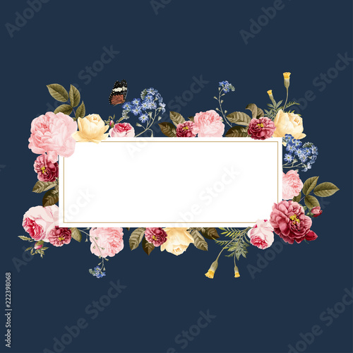 Blank floral frame card illustration