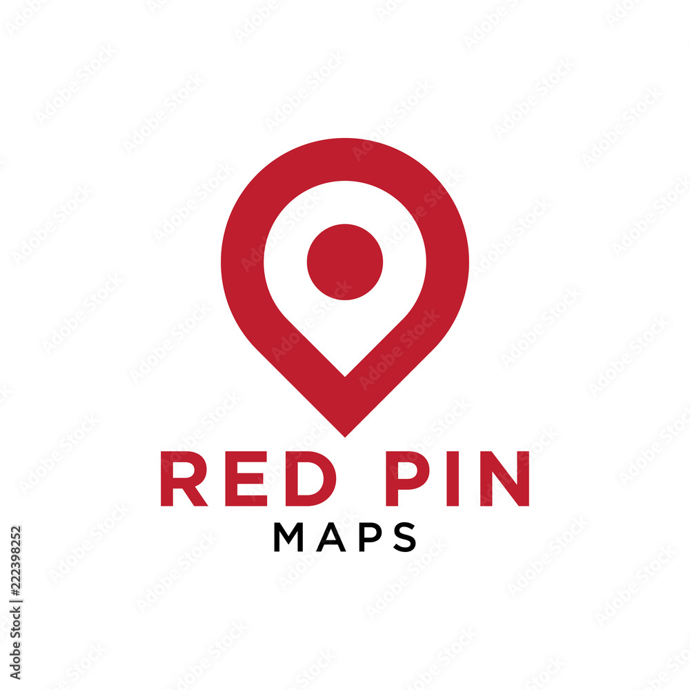 Simple red pin map logo design template vector Stock Vector Adobe Stock