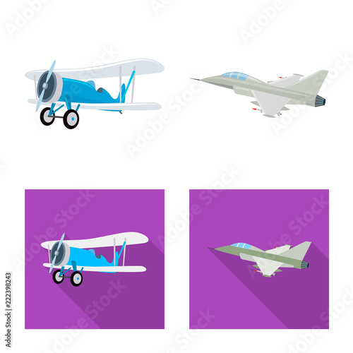 Vector design of plane and transport logo. Collection of plane and sky stock vector illustration.