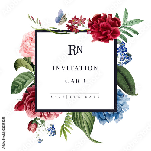Wedding invitation floral card illustration