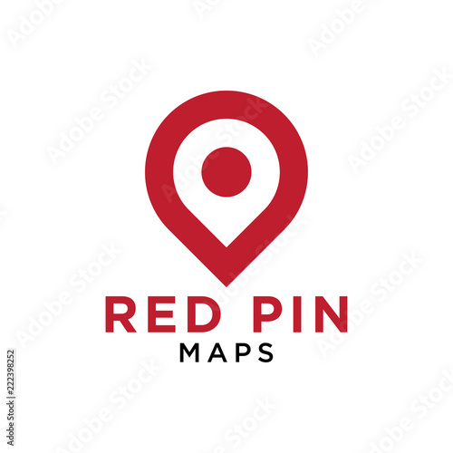 Simple red pin map logo design template vector