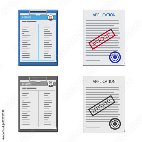 Vector illustration of form and document logo. Collection of form and mark stock symbol for web.