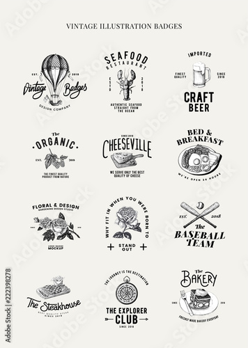 Set of food logo design vectors