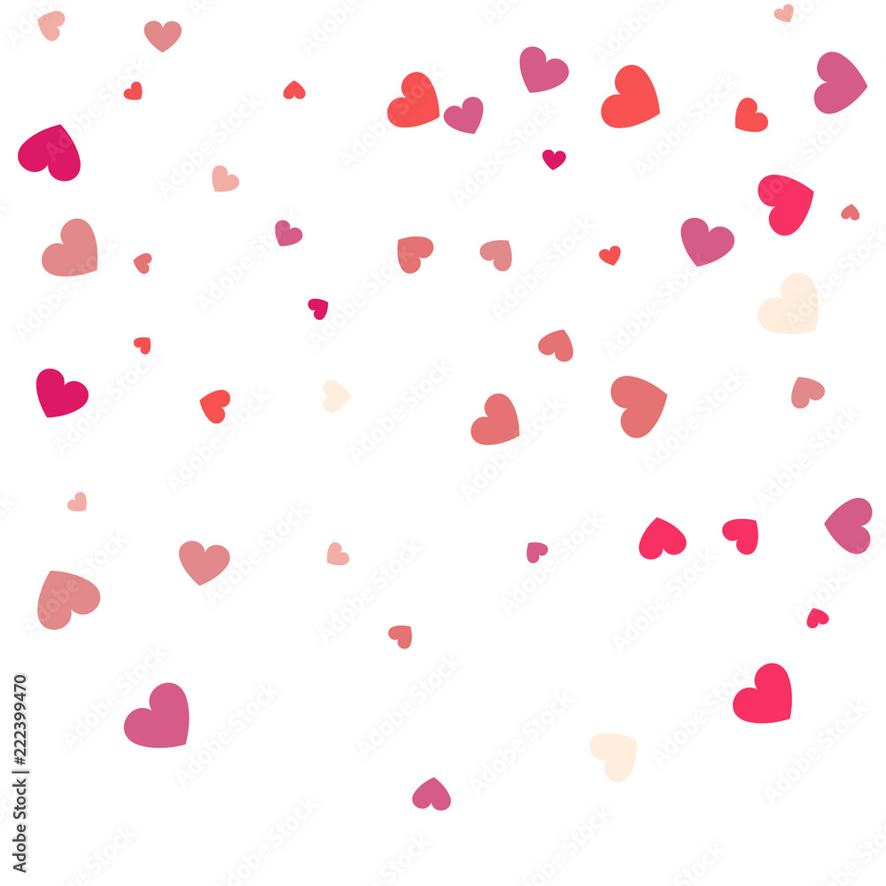 Beautiful Confetti Hearts Falling on Background. Invitation Template Background Design, Greeting Card, Poster. Valentine Day. Vector illustration