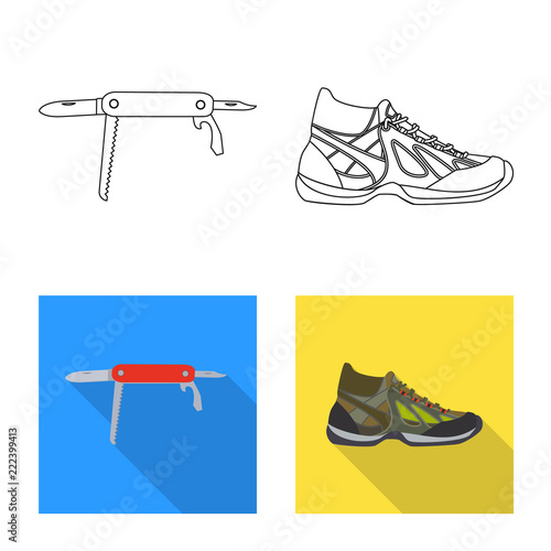 Vector design of mountaineering and peak logo. Set of mountaineering and camp vector icon for stock.