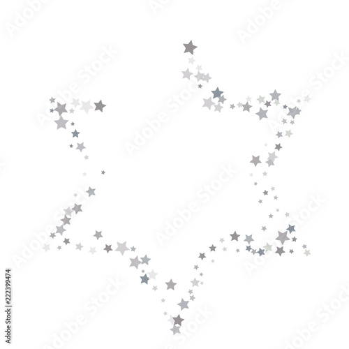 Silver star vector banner. Simple form. Template , card, vip, exclusive, certificate, gift luxury privilege voucher store present shopping