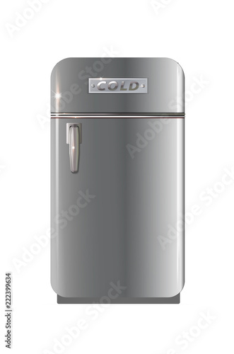 Retro fridge icon. Flat illustration of retro fridge vector icon