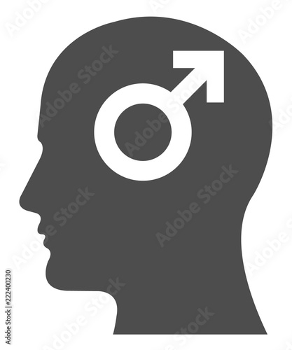 Man with sign vector heads talking. Gender sign silhouette shape