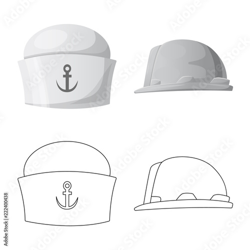 Vector design of headgear and cap logo. Set of headgear and accessory vector icon for stock.