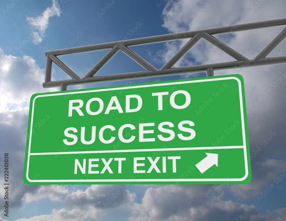 Obraz premium Green overhead road sign with a Road To Success